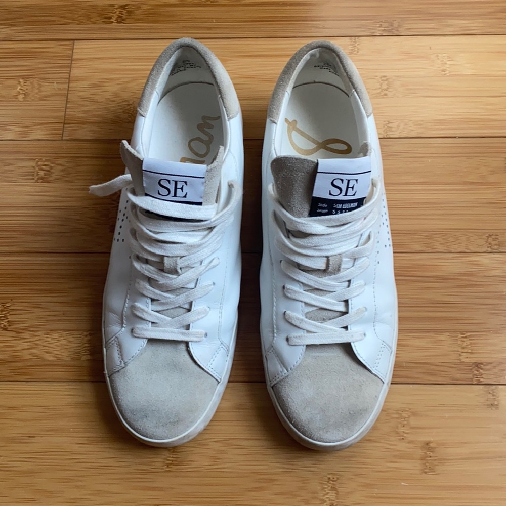 Sam Edelman Aubrie White Leather Sneakers, size 8 1/2